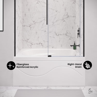 Ivy 48'' x 32" Bathtub with Apron Right Hand Drain in White