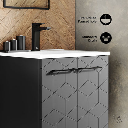 Annecy 24" Freestanding Bathroom Vanity in Phantom Black with Sink Top