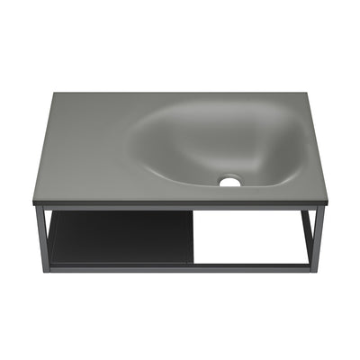 Lisse 24" Rectangle Concrete Wall-Mount Bathroom Sink in Dark Grey