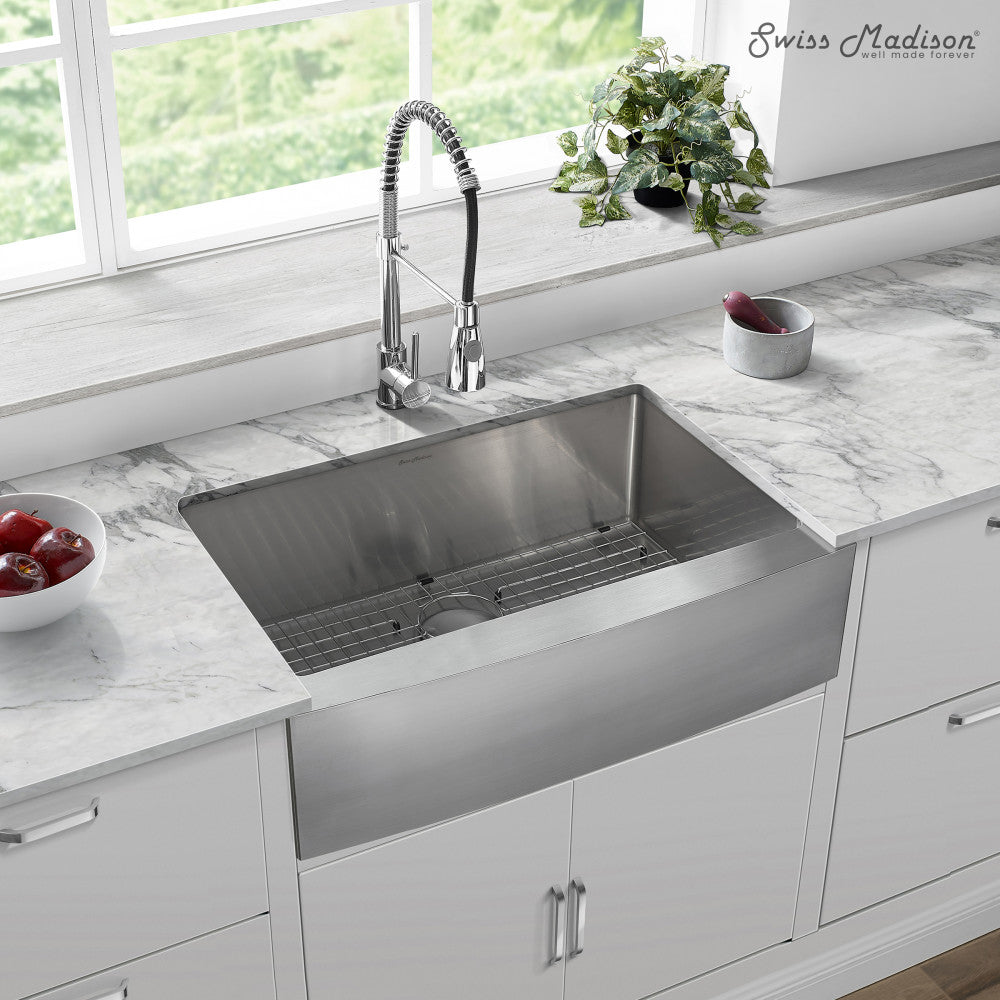 Tourner 30 x 21 Stainless Steel, Single Basin, Farmhouse Kitchen Sink with Apron