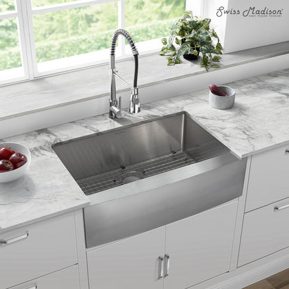 Tourner 30 x 21 Stainless Steel, Single Basin, Farmhouse Kitchen Sink with Apron