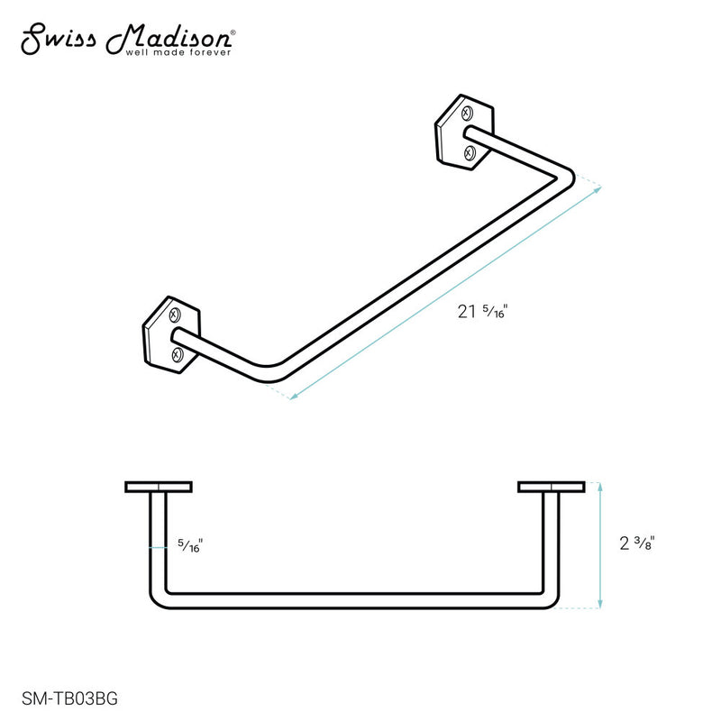 Brusque 21" Towel Bar in Brushed Gold