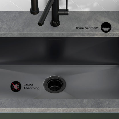 Rivage 30 x 18 Stainless Steel, Single Basin, Undermount Kitchen Sink,Black