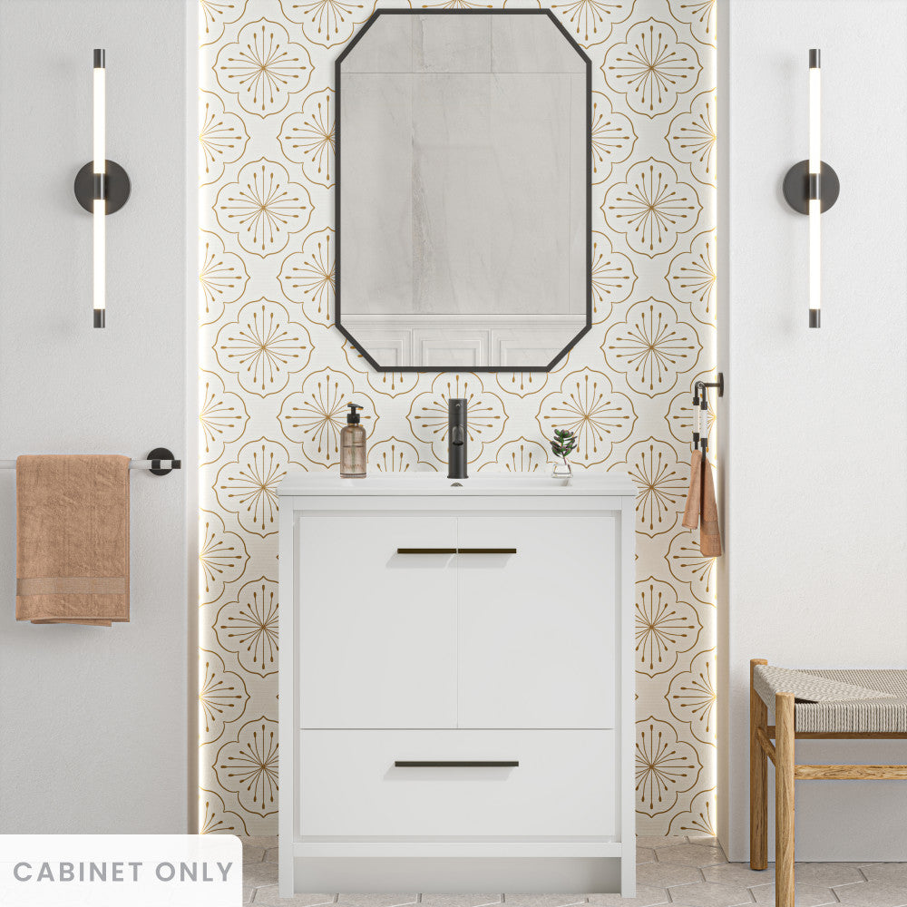 Virage 30" Freestanding Bathroom Vanity in White without Sink Top