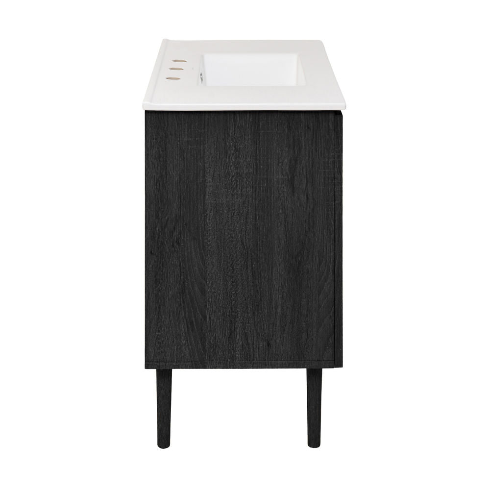 Bron 36" Freestanding Bathroom Vanity in Black Oak with 3-Hole Widespread Sink Top