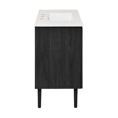 Bron 36" Freestanding Bathroom Vanity in Black Oak with 3-Hole Widespread Sink Top