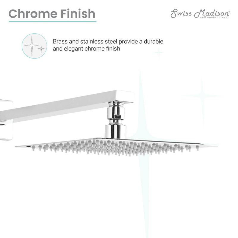 Concorde Single-Handle 1 Spray 8" Wall Mounted Fixed Shower Head in Chrome (Valve Included)