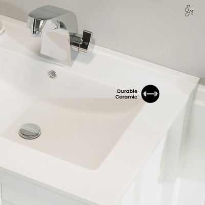 24" Ceramic Vanity Top with Single Faucet Hole