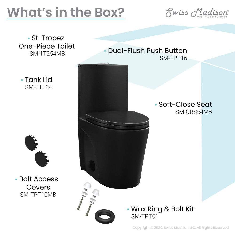 St Tropez Toilet Matte Black Dual Flush – Swiss Madison - well