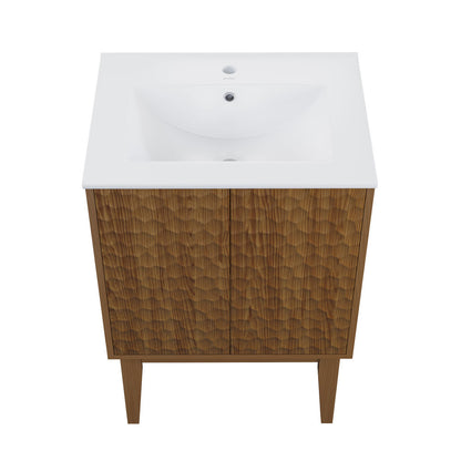 Bosse 24" Freestanding Bathroom Vanity in Brown Oak with Sink Top