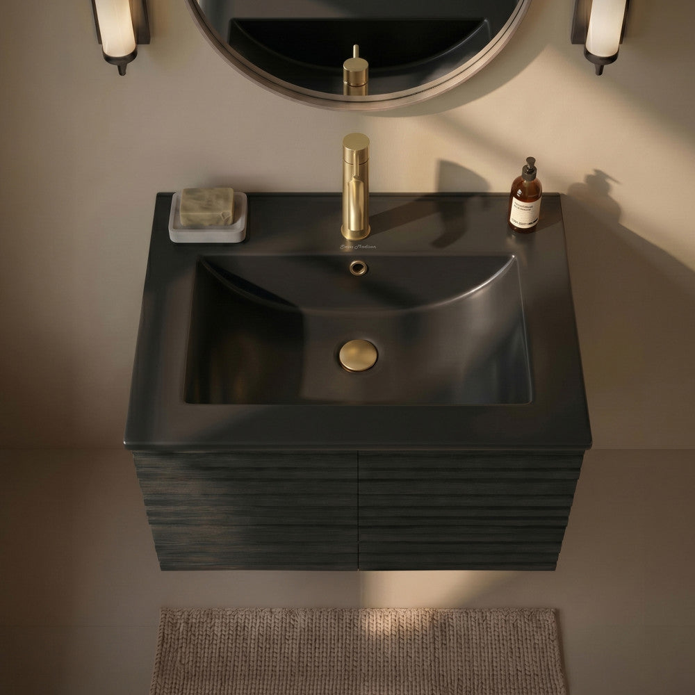 24" Ceramic Vanity Top with Single Faucet Hole in Matte Black