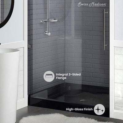 Voltaire 36" x 36" Acrylic Black, Single-Threshold, Center Drain, Shower Base