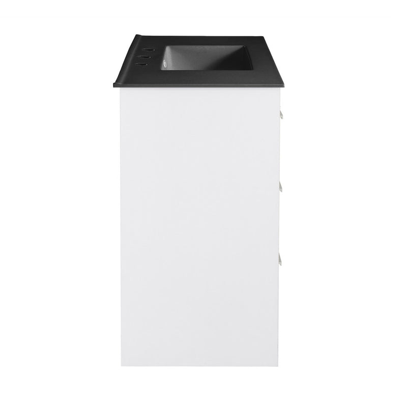 Virage 36 in. White Bathroom Vanity With Black, 3-Hole Ceramic Sink Top