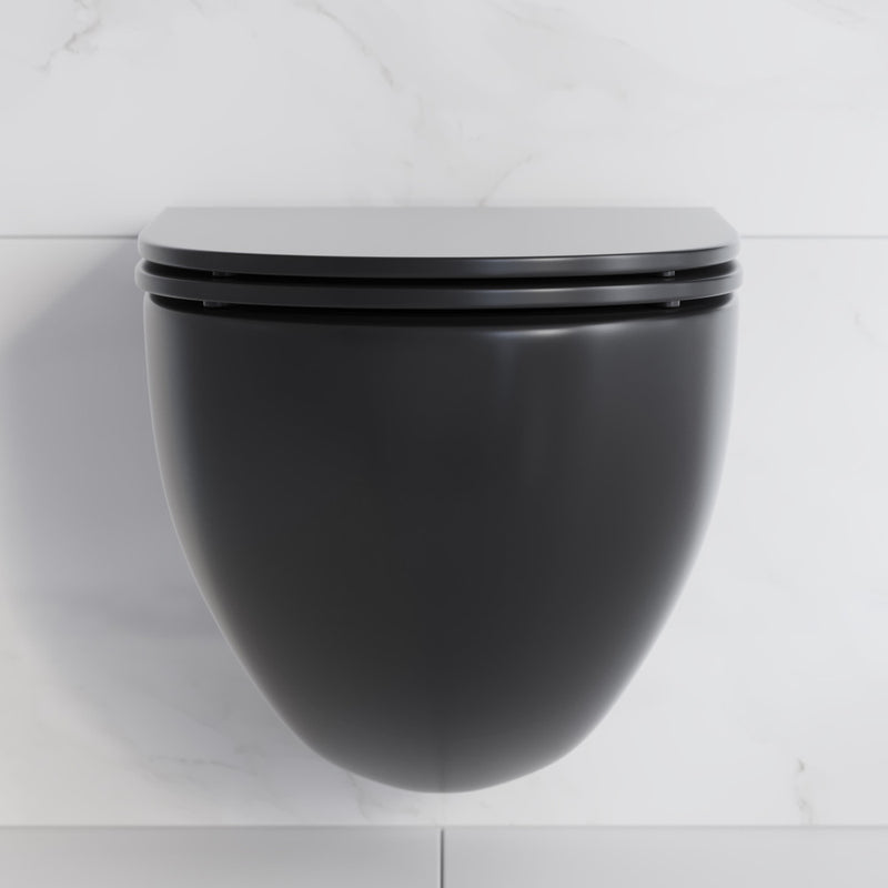 St. Tropez Wall-Hung Toilet Bundle 0.8/1.6 GPF Dual Flush in Matte Black with Black Flush Plate