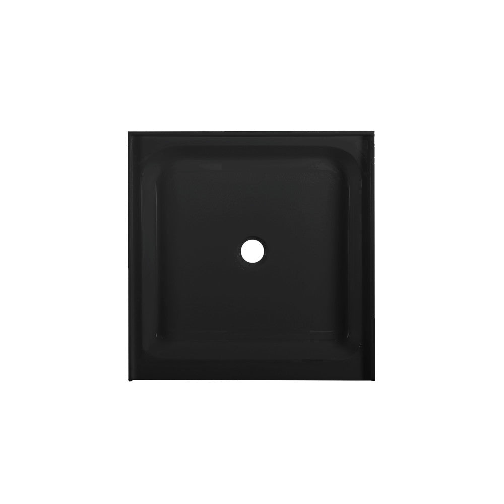 Voltaire 36" x 36" Acrylic Black, Single-Threshold, Center Drain, Shower Base