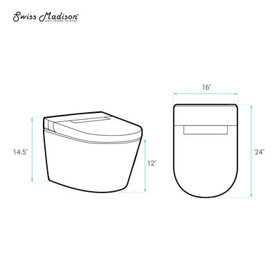 Hugo H Wall-Hung Toilet in Glossy White with Supporting Frame