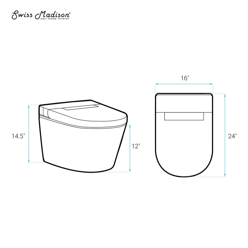 Hugo H Wall-Hung Toilet in Glossy White with Supporting Frame