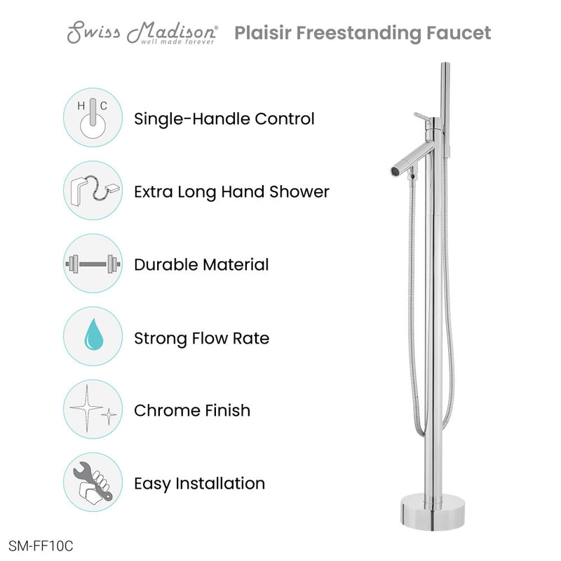 Plaisir Freestanding Bathtub Faucet in Chrome