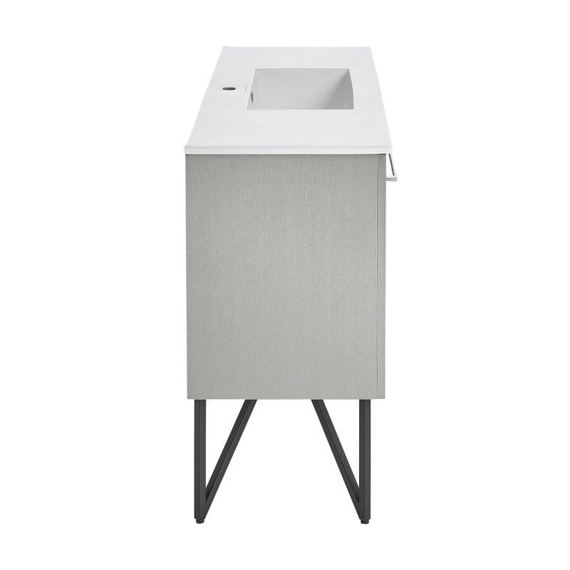 Annecy 48 Single, Brushed Grey, Two Doors, One Drawer, Bathroom Vanity