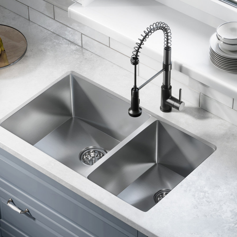 Rivage 33 x 20 Stainless Steel, Dual Basin, Undermount Kitchen Sink