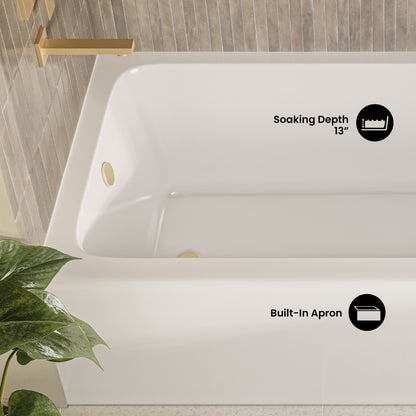 Voltaire 60 x 32 x 18 Skirted Left Drain Soaking Apron Bathtub in Glossy White