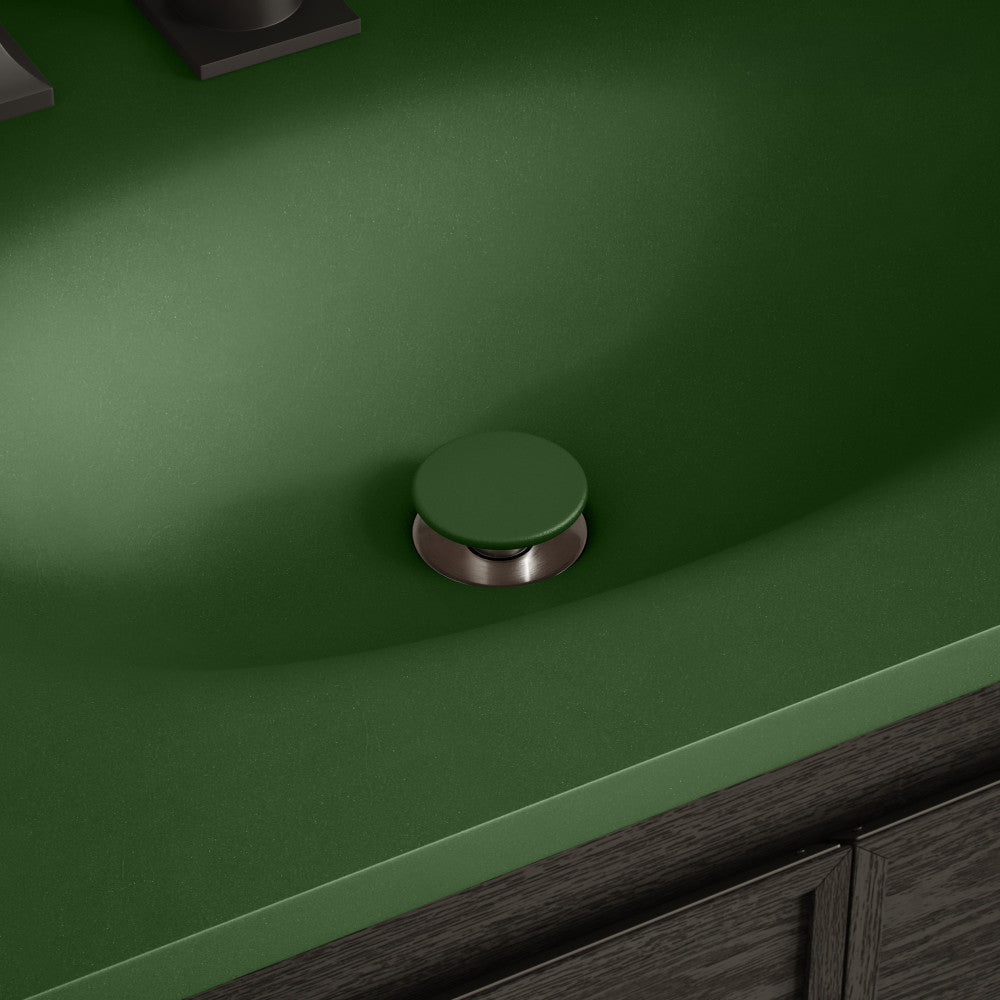 Lisse Concrete Bathroom Sink Non-Overflow Pop Up Drain in Matte Royal Green