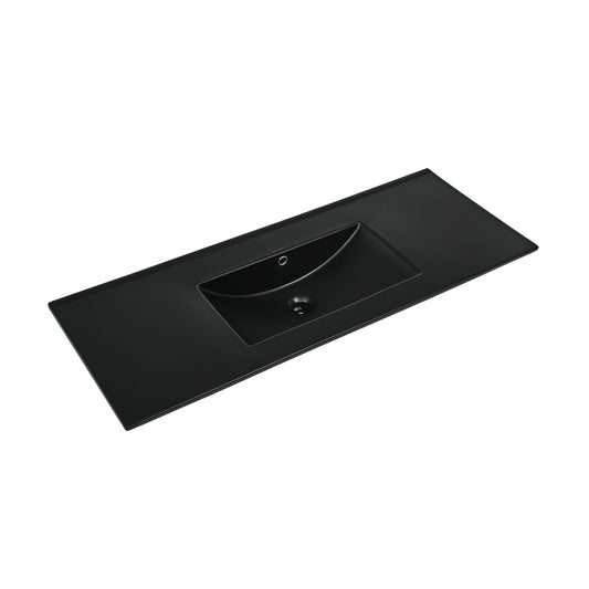 48" Zero Hole Vanity Sink Top in Glossy Black