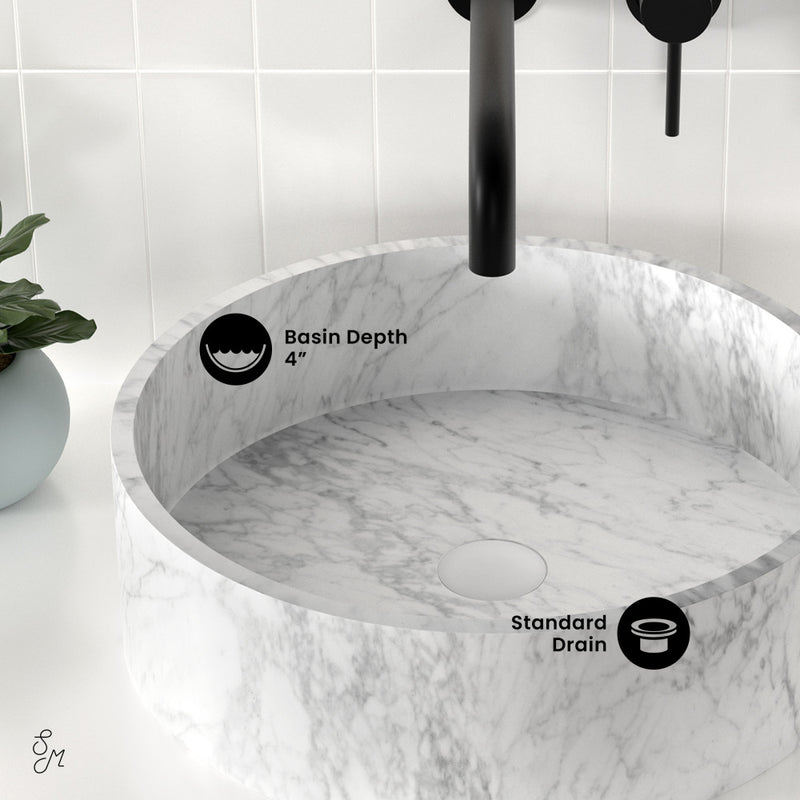 Monaco 17" Round Vessel Bathroom Sink in Marbled Grey
