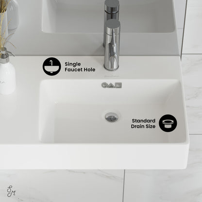 St. Tropez 30" Rectangle Wall-Mounted Sink with Right Side Faucet Mount