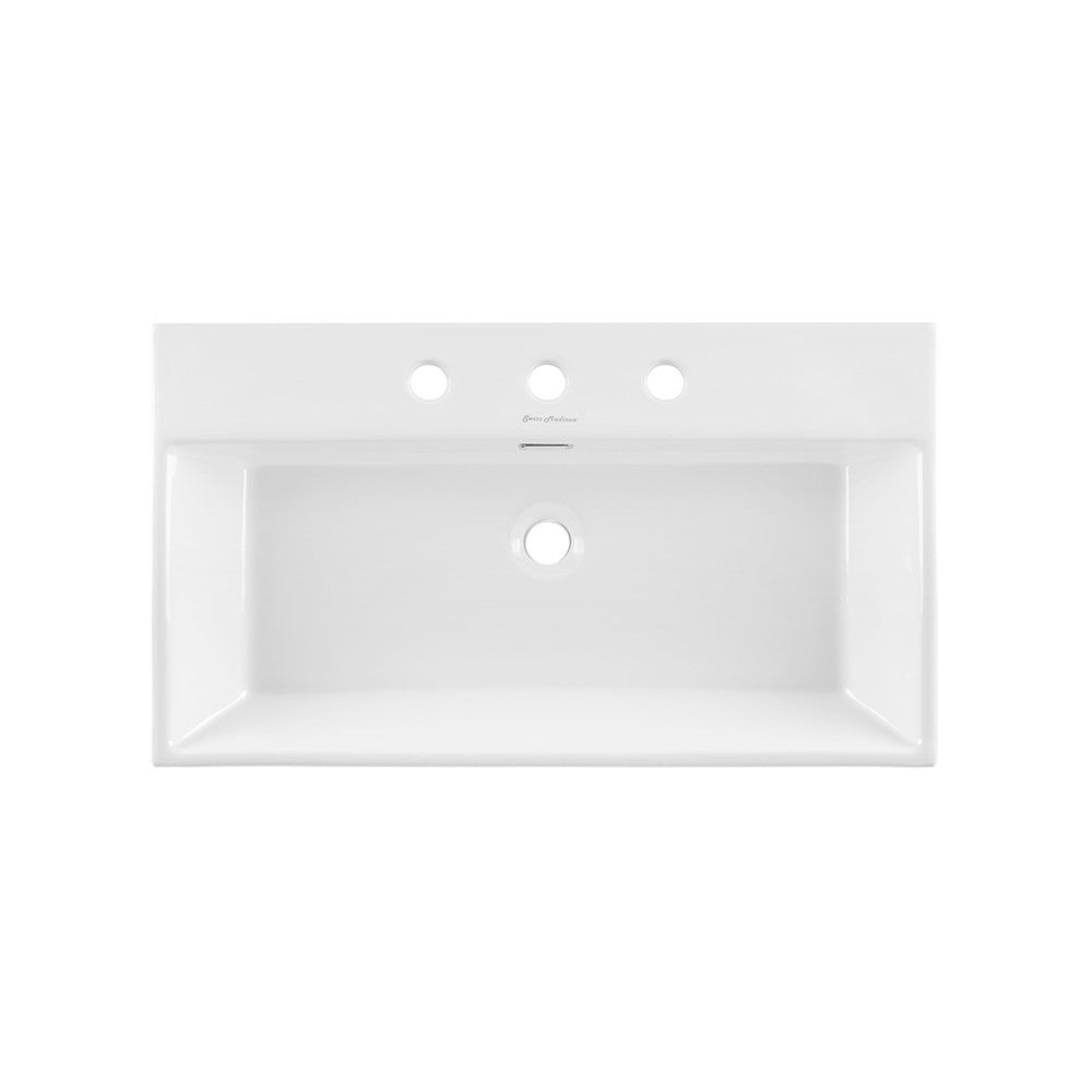 Claire 30" Console Sink White Basin Black Legs with 8" Widespread Holes