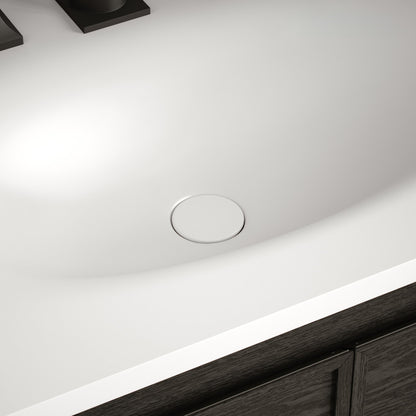 Lisse Concrete Bathroom Sink Non-Overflow Pop Up Drain in Matte White