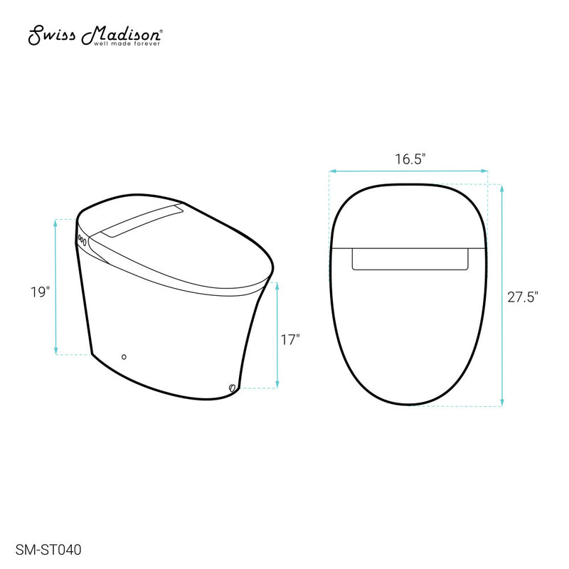 Viro Smart Tankless Elongated Toilet, Touchless Vortex™ Dual-Flush 1.1/1.6 gpf