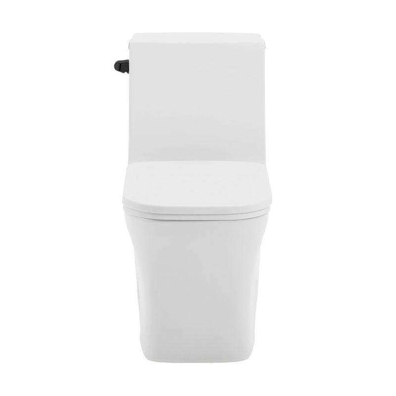 Concorde One-Piece 12" Rough-in 1.28 GPF Left-Hand Flush Square Toilet in Glossy White with Black Hardware