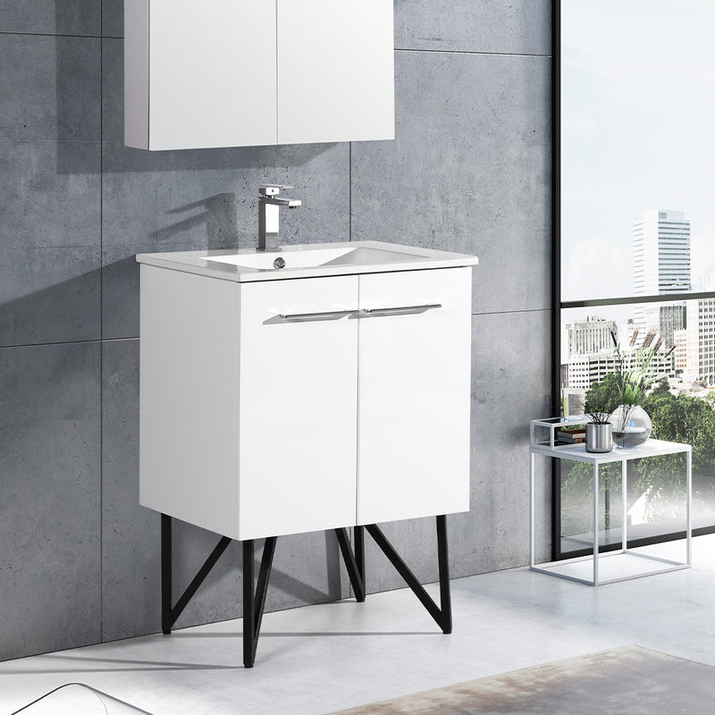 Annecy 24" Freestanding Bathroom Vanity in White with Sink Top