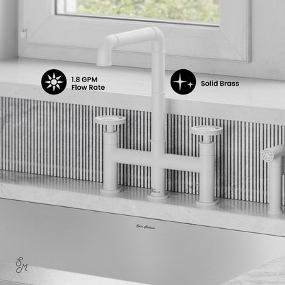Avallon Pro Widespread Kitchen Faucet with Side Sprayer in Matte White