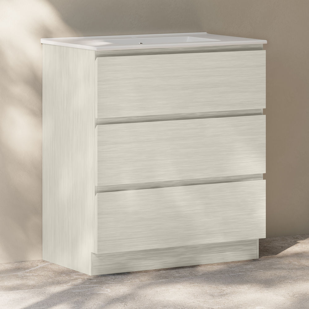 Liberte 30" Freestanding Bathroom Vanity in White Oak with Sink Top