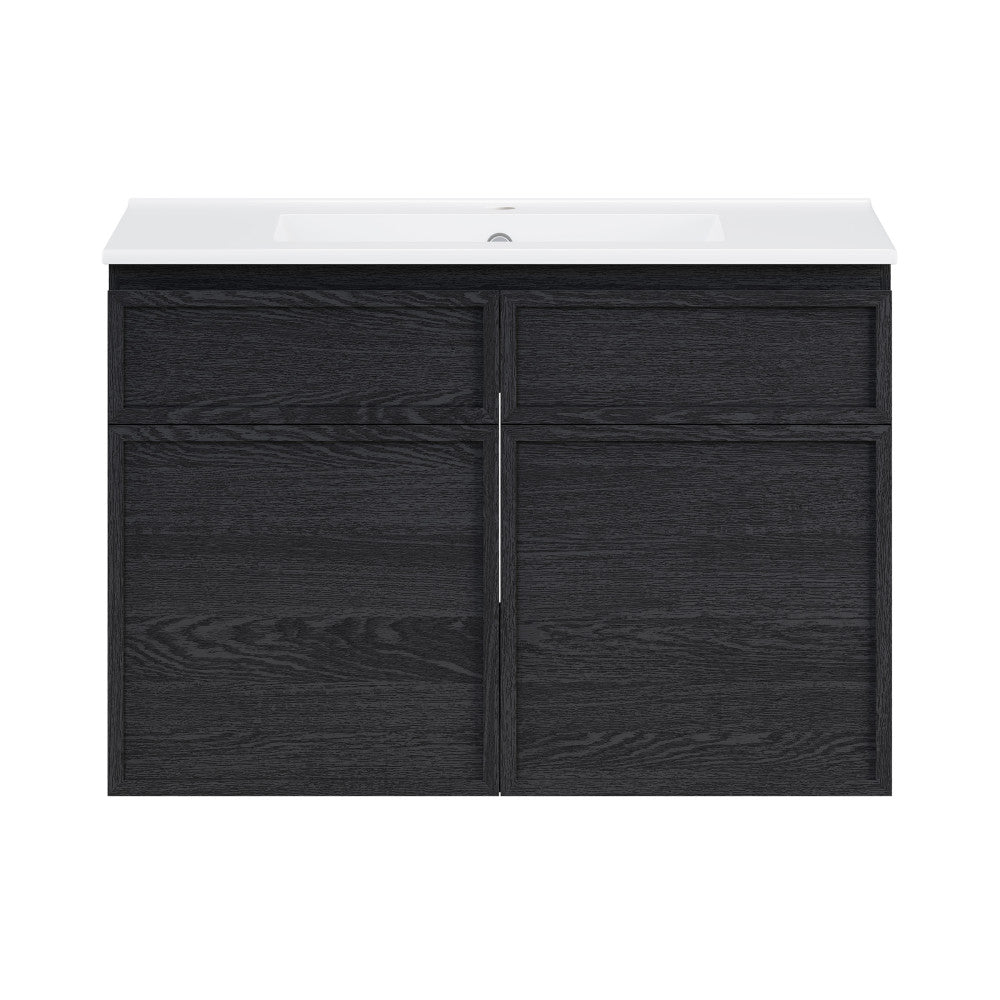 St. Tropez 30" Wall-Mounted Bathroom Vanity in Black Oak with Sink Top