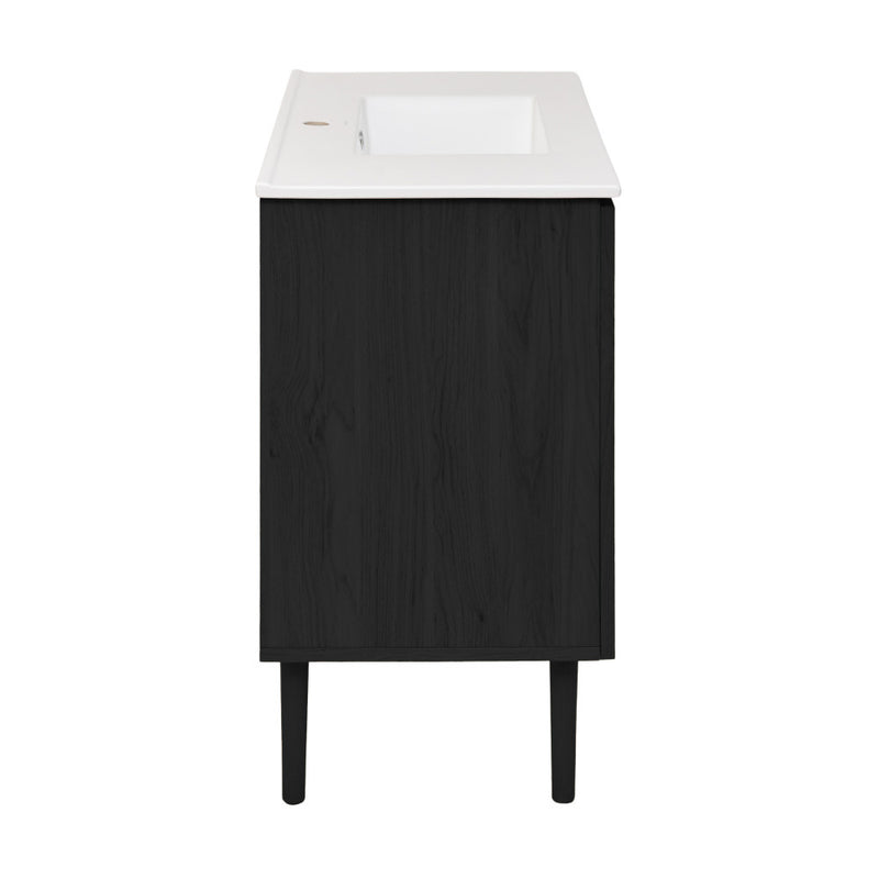 Bron 36" Freestanding Bathroom Vanity in Black Oak with Sink Top