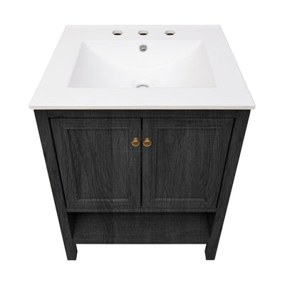 Chateau 24" Freestanding Bathroom Vanity in Black Oak with 3-Hole Widespread Sink Top