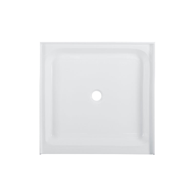 Voltaire 42" x 42" Acrylic White, Single-Threshold, Center Drain, Shower Base