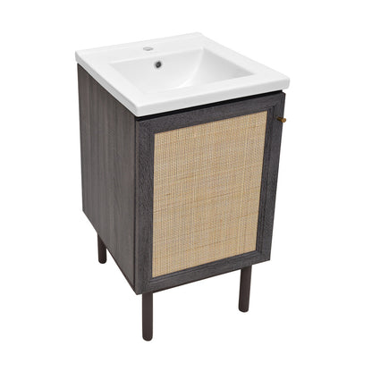 Classe 18" Freestanding Bathroom Vanity in Black Oak with Sink Top