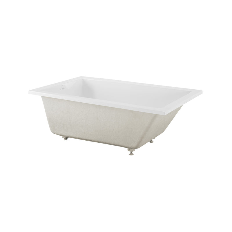 Voltaire 60 x 30 Reversible Drain Soaking Drop-in Bathtub in Glossy White with Integrated Overflow, Drain Included