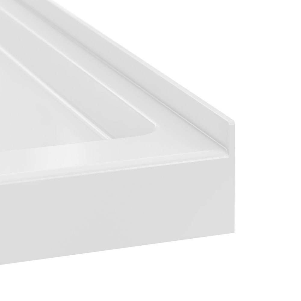 Marquette 36" x 36" Round Corner Double-Threshold Shower Pan Base with Center Drain in Glossy White