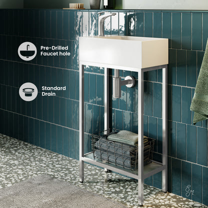 Pierre 19.5 Single, Freestanding, Open Shelf, Chrome Metal Frame Bathroom Vanity