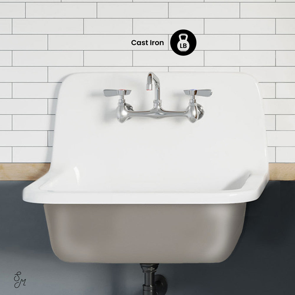 Loire 22" Cast Iron Rectangle Wall-Mounted Sink in Glossy Taupe