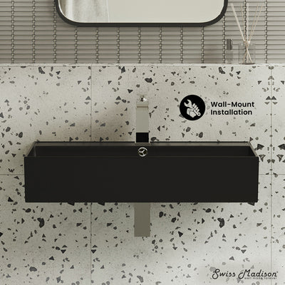 Claire 22" Rectangle Wall-Mount Bathroom Sink in Matte Black