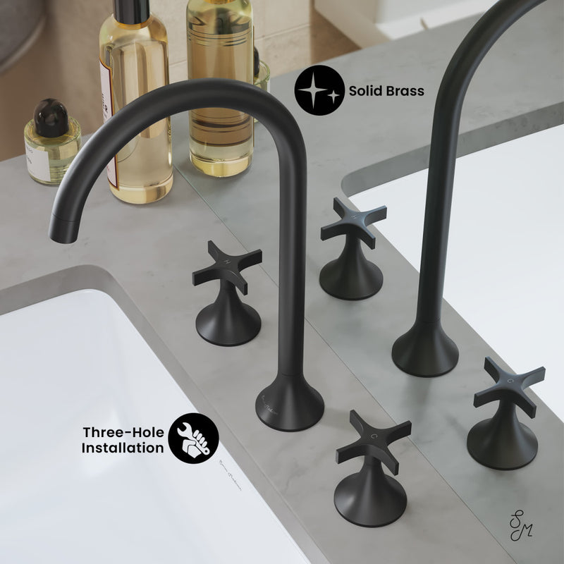 Daxton 8 in. Widespread, Cross Handle, Bathroom Faucet in Matte Black