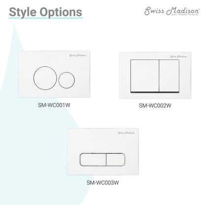 Carre Wall Mount Dual Flush Actuator Plate with Rectangle Push Buttons in White