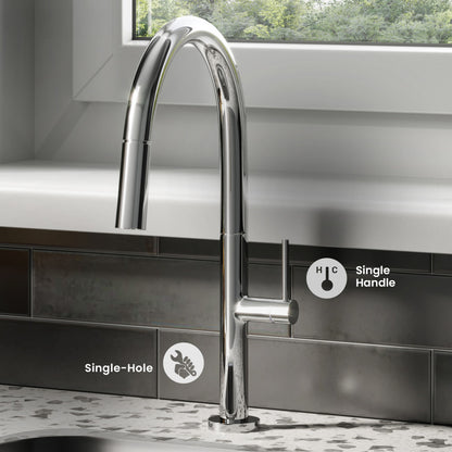 Chalet Single Handle, Pull-Down Kitchen Faucet in Chrome