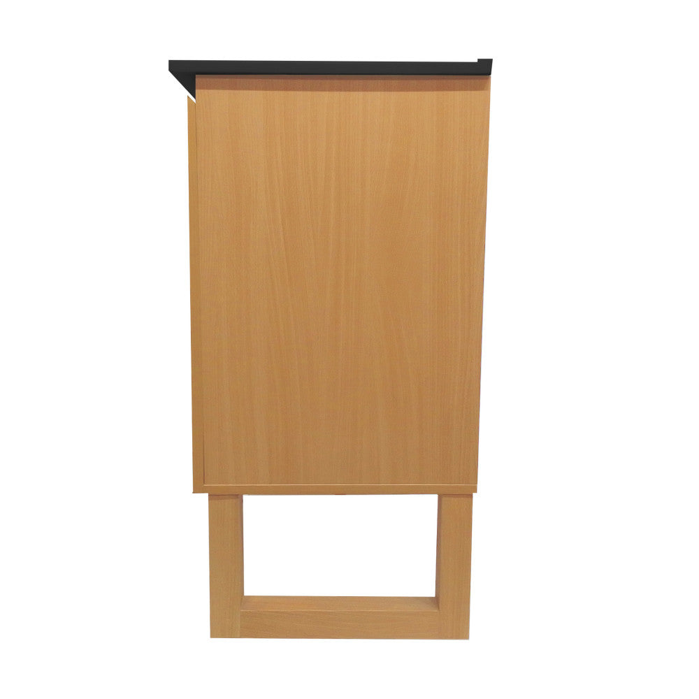 Arles 48 in. Natural Oak, Double Basin Bathroom Vanity With Black, 3-Hole Centerset Ceramic Sink Top
